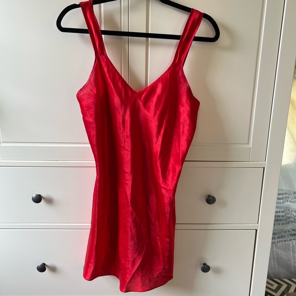 Adonna Dresses Vintage Red Slip Satin Mini Dress Poshmark